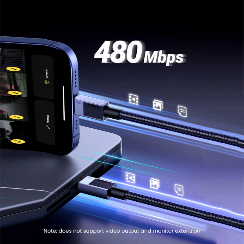 Cabo Usb C Ugreen Macho/Macho Máx. 100W 1Metro Preto