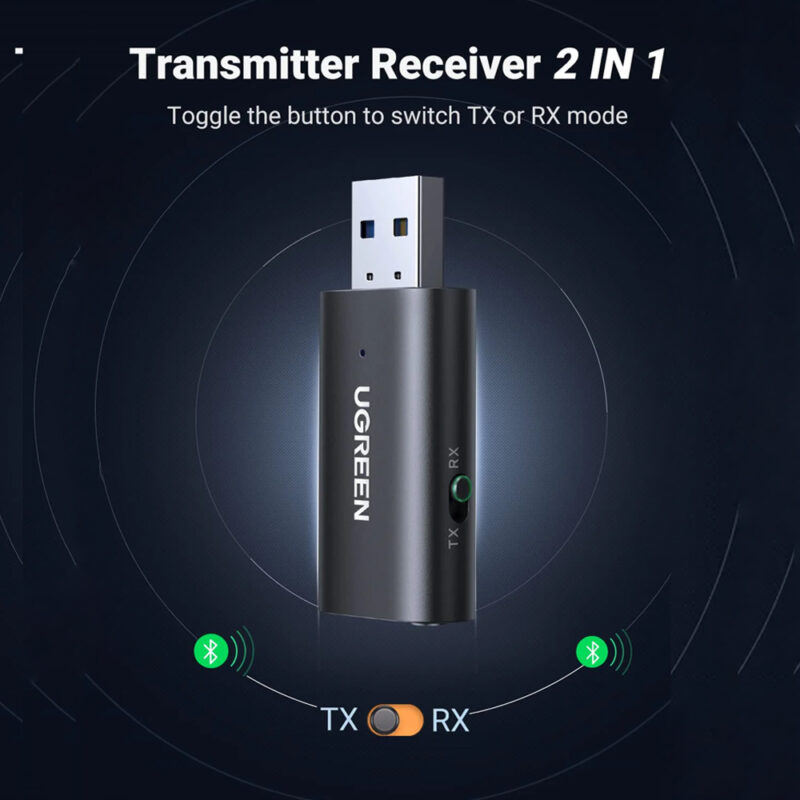 Transmissor Receptor Bluetooth Ugreen 2 in 1 Usb A Preto
