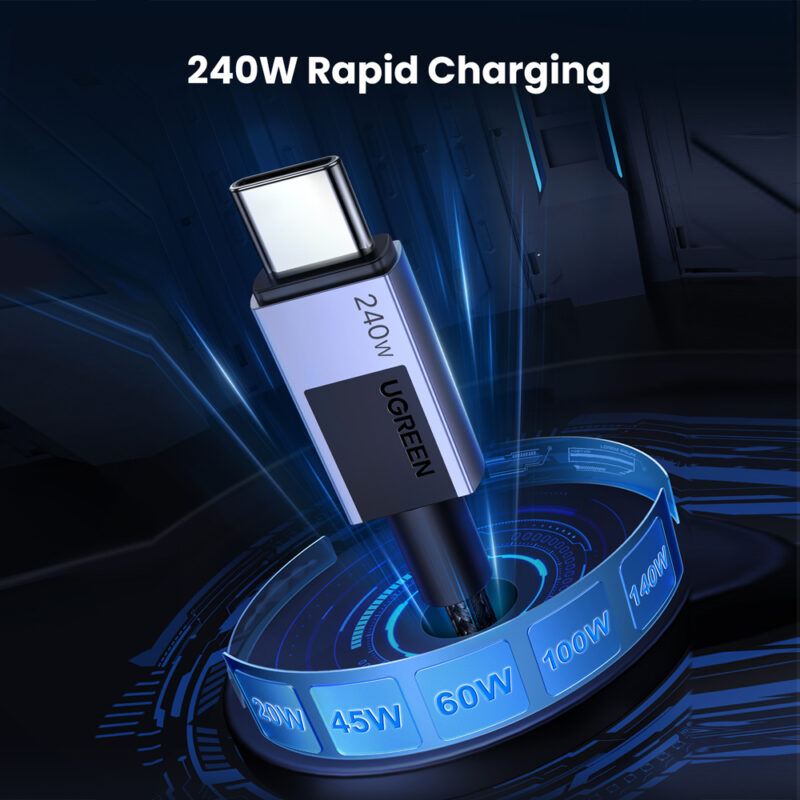 Cabo Usb C Ugreen Macho 480Mbs Máx. 240W 1 Metro Preto