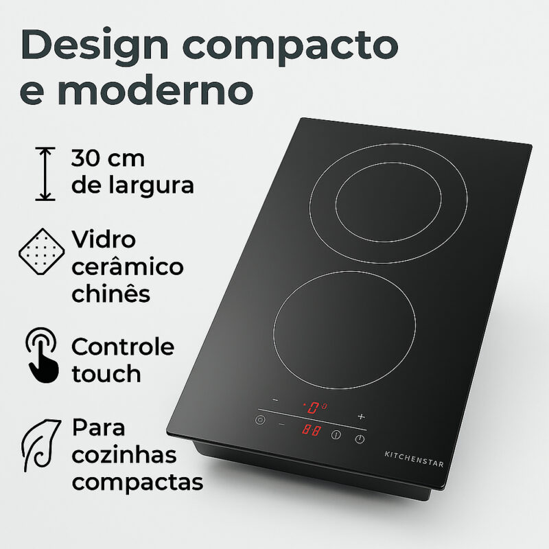 Cooktop Fogão Elétrico Kitchenstar 2Bocas 220-240V Preto