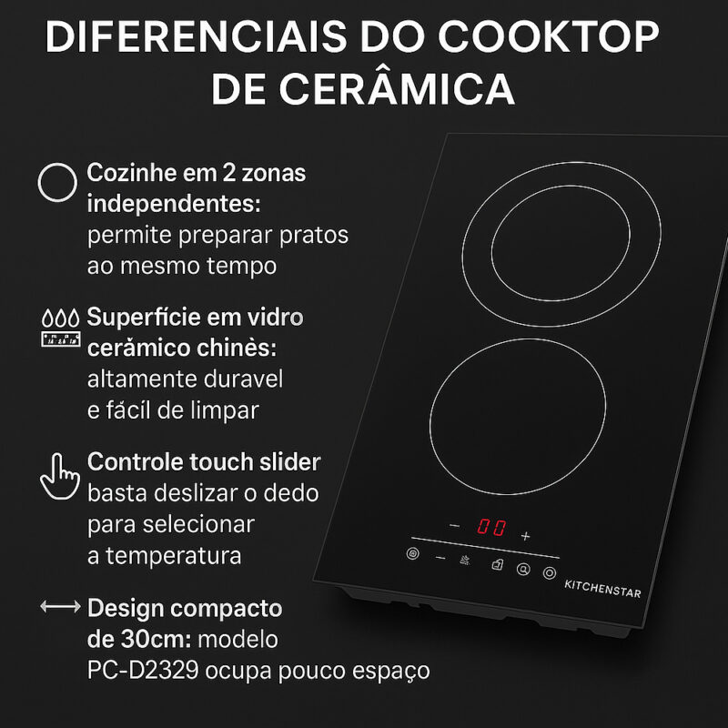 Cooktop Fogão Elétrico Kitchenstar 2Bocas 220-240V Preto