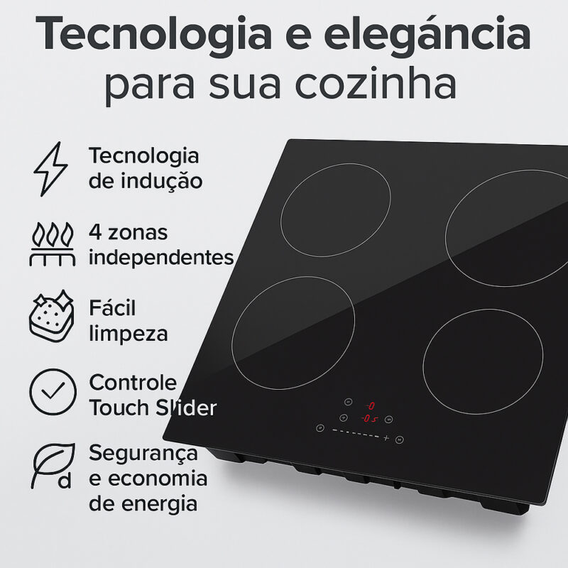 Cooktop Fogão Elétrico Kitchenstar 4Bocas 220-240V Preto