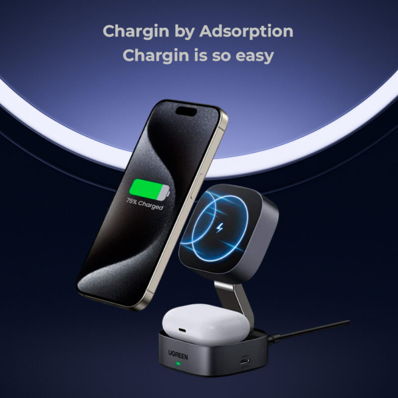 Carregador Magnético Sem Fio Ugreen 2in1 Máx. 25W Preto