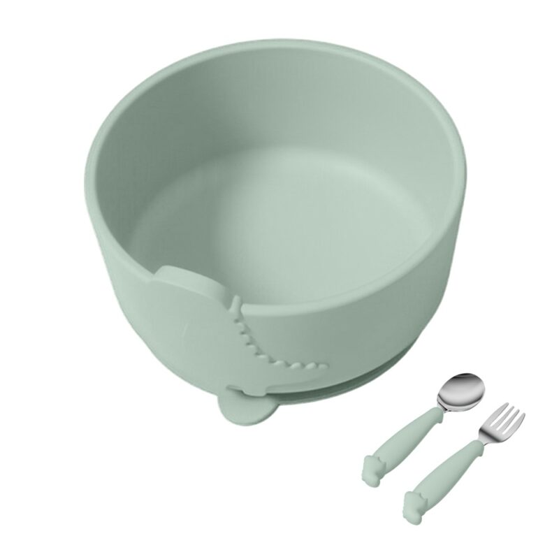 Tigela Talher Silicone Life NT-27 Alimentação Bebê Verde