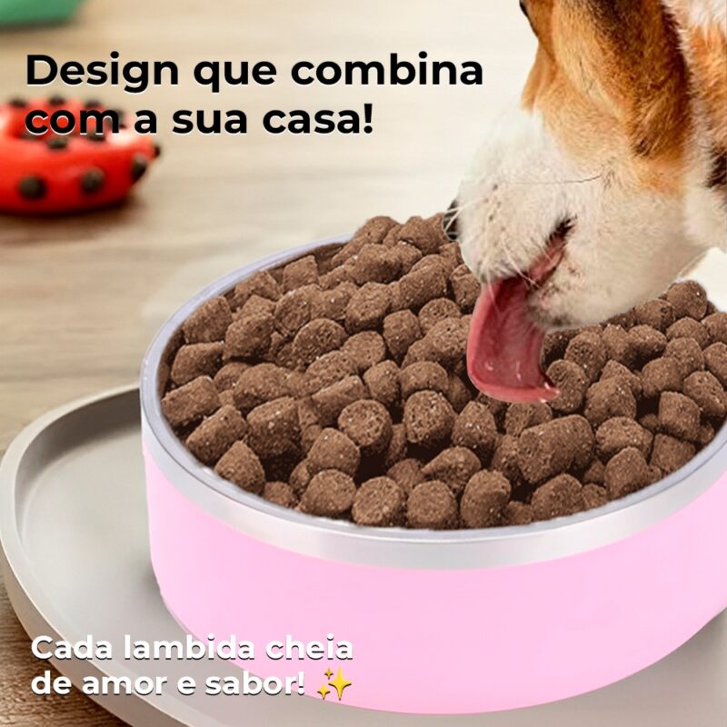 Tigela Comedouro para Cães Life NT-11 16oz para Pet Rosa