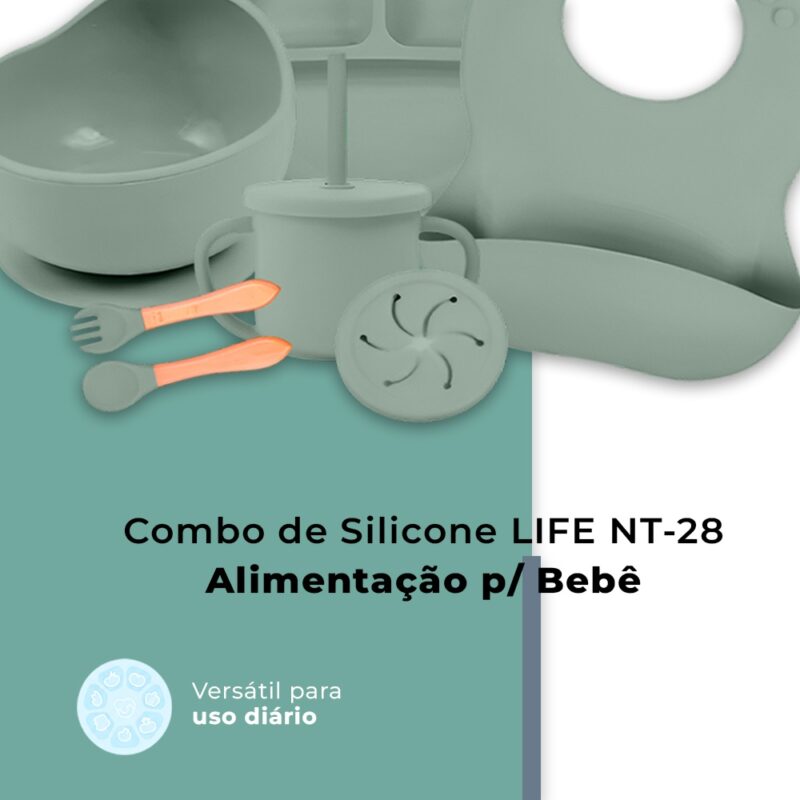 Combo de Silicone Life NT-28 Alimentação Infantil Verde