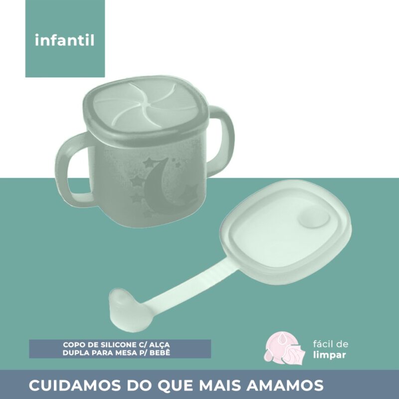 Copo de Silicone Alça Dupla Life NT-3 Criança/Bebê Verde