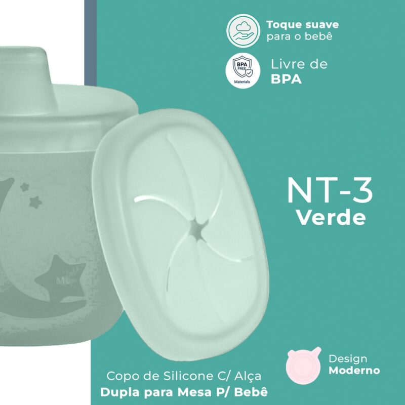 Copo de Silicone Alça Dupla Life NT-3 Criança/Bebê Verde