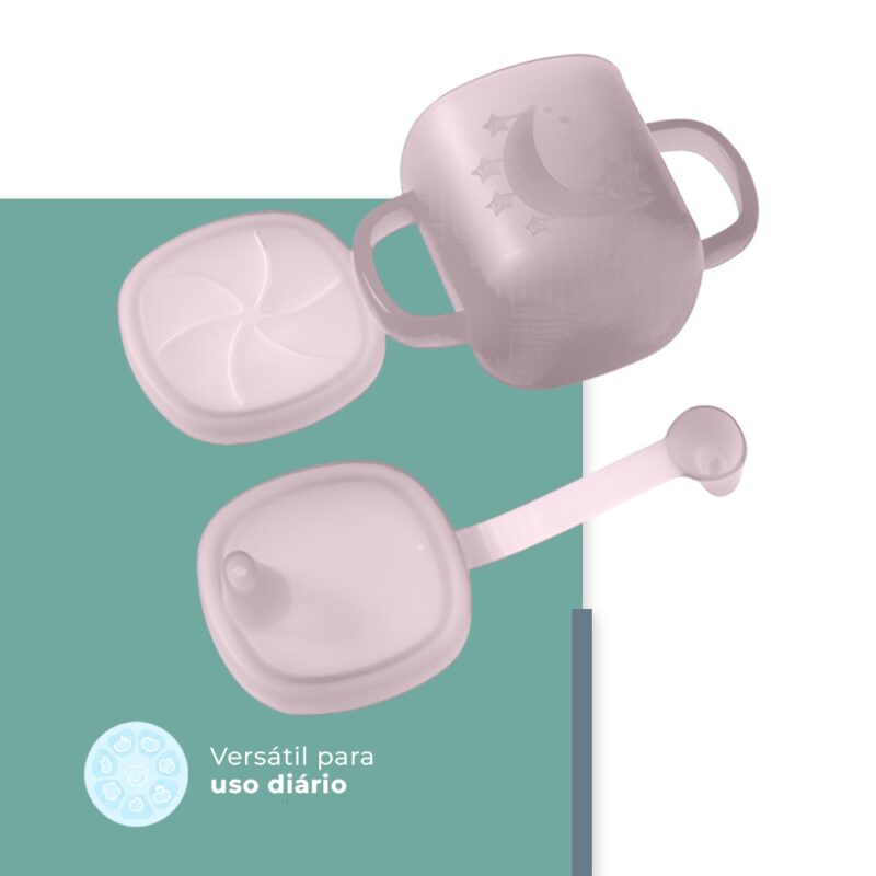 Copo Silicone Alça Dupla Life NT3 10oz Criança/Bebê Rosa