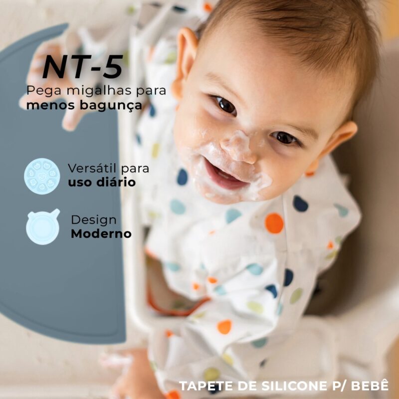 Tapete de Silicone Mesa Life NT-5 p/Refeição Bebê Azul