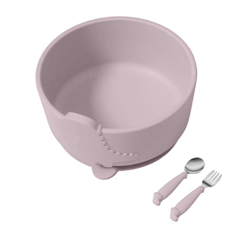 Tigela Talher Silicone Life NT-27 Alimentação Bebê Rosa