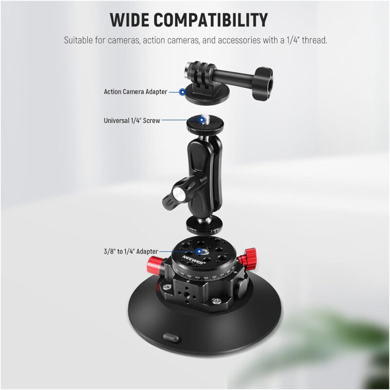 Suporte de Ventosa Neewer 6” para Câmeras Smartphones Preto