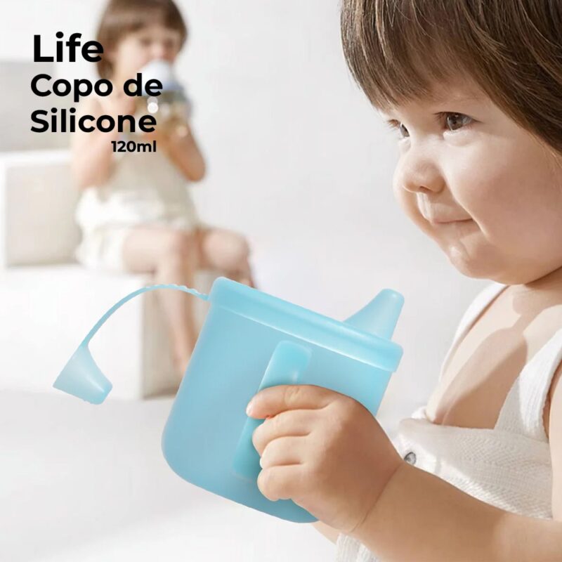 Copo Silicone Alça Dupla Life NT3 10oz Criança/Bebê Azul