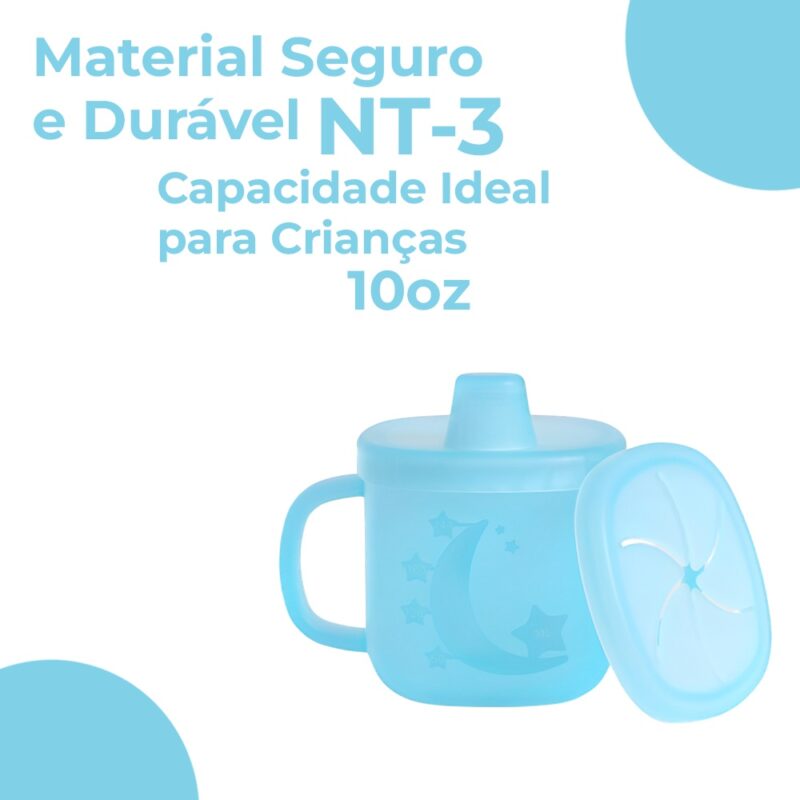 Copo Silicone Alça Dupla Life NT3 10oz Criança/Bebê Azul