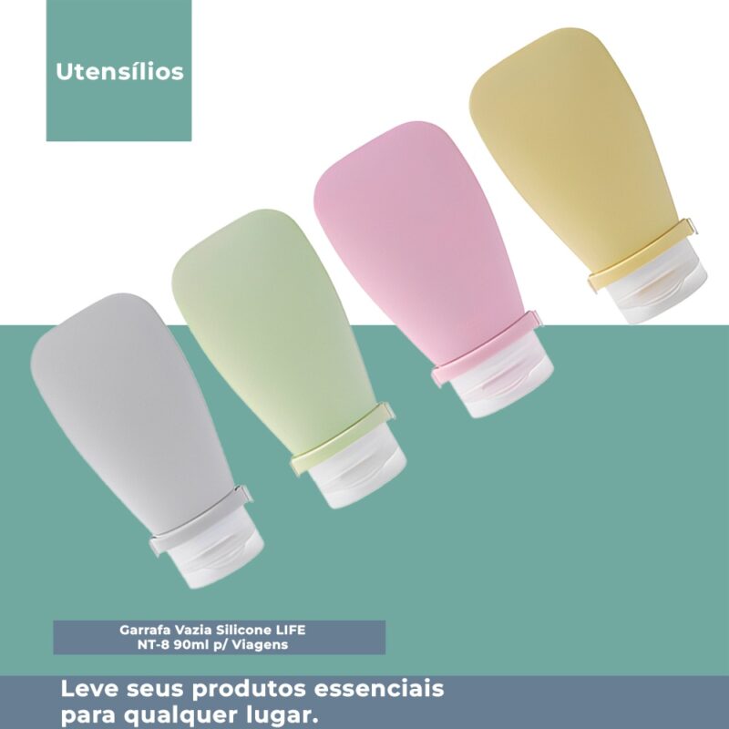 Garrafa Vazia Silicone Life NT-8 90ml Viagens 4 unidades