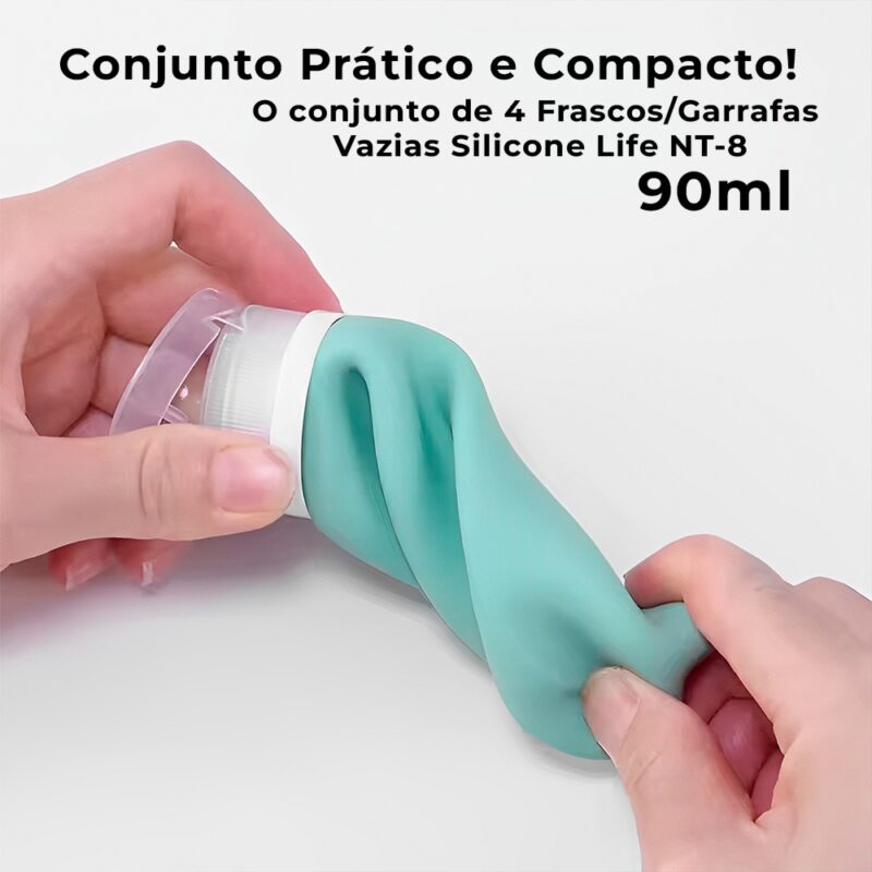 Garrafa Vazia Silicone Life NT-8 90ml Viagens 4 unidades