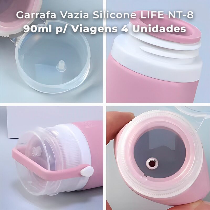 Garrafa Vazia Silicone Life NT-8 90ml Viagens 4 unidades