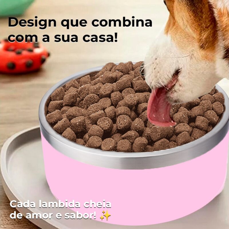 Tigela Comedouro para Cães Life NT-11 64oz para Pet Rosa