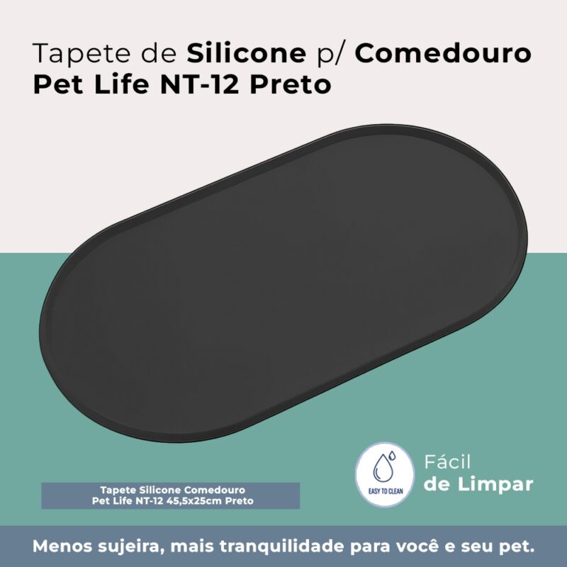 Tapete Silicone Comedouro Pet Life NT-12 45,5x25cm Preto