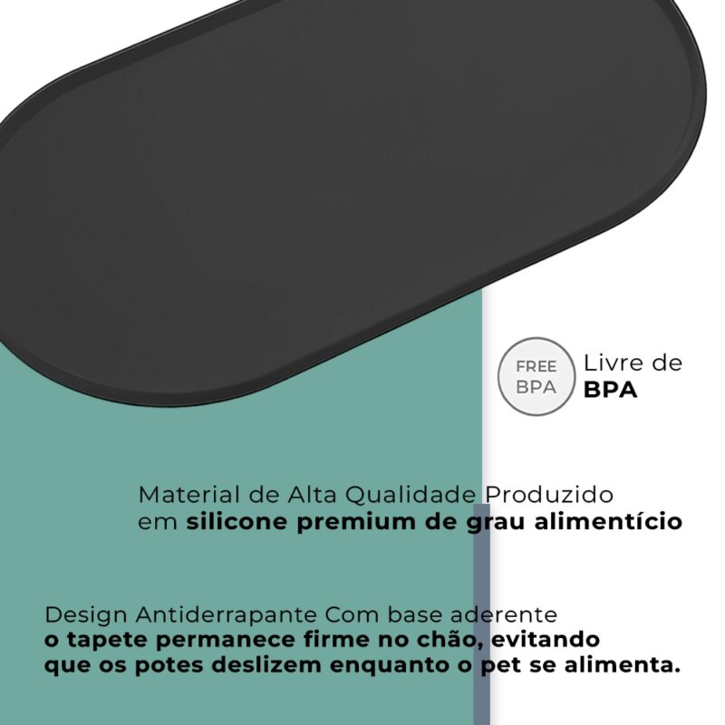Tapete Silicone Comedouro Pet Life NT-12 45,5x25cm Preto