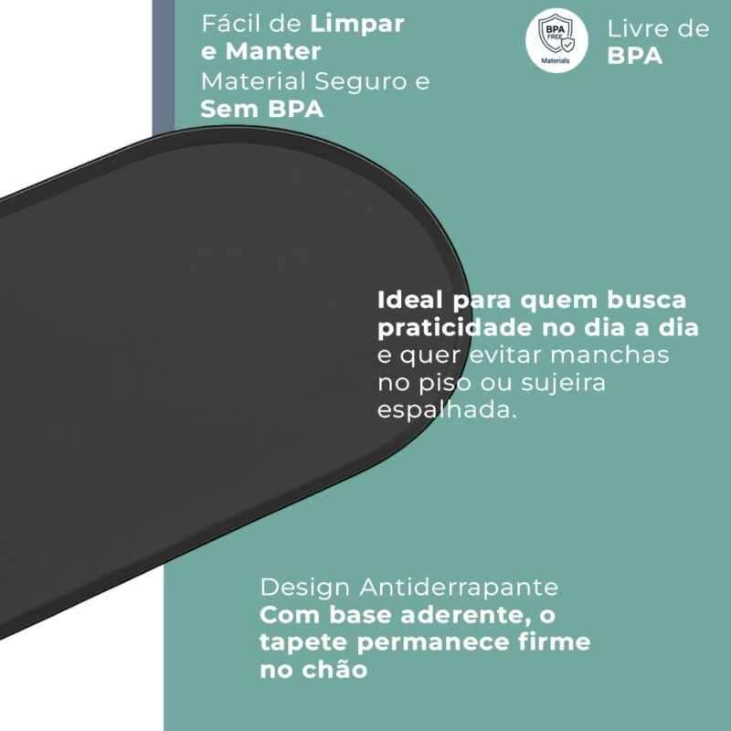 Tapete Silicone Comedouro Pet Life NT-12 45,5x25cm Preto