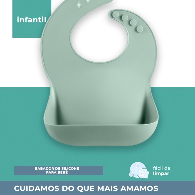 Babador de Silicone Life NT-23 para Bebê Verde