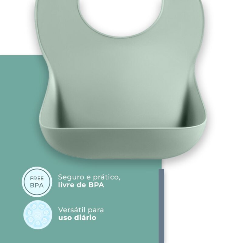 Babador de Silicone Life NT-23 para Bebê Verde
