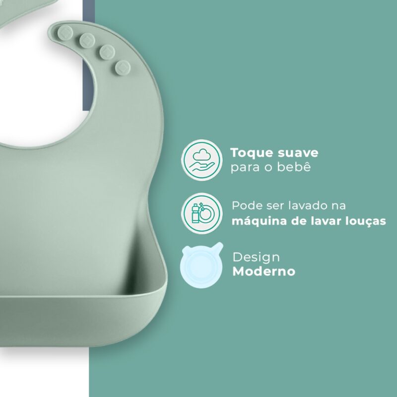 Babador de Silicone Life NT-23 para Bebê Verde