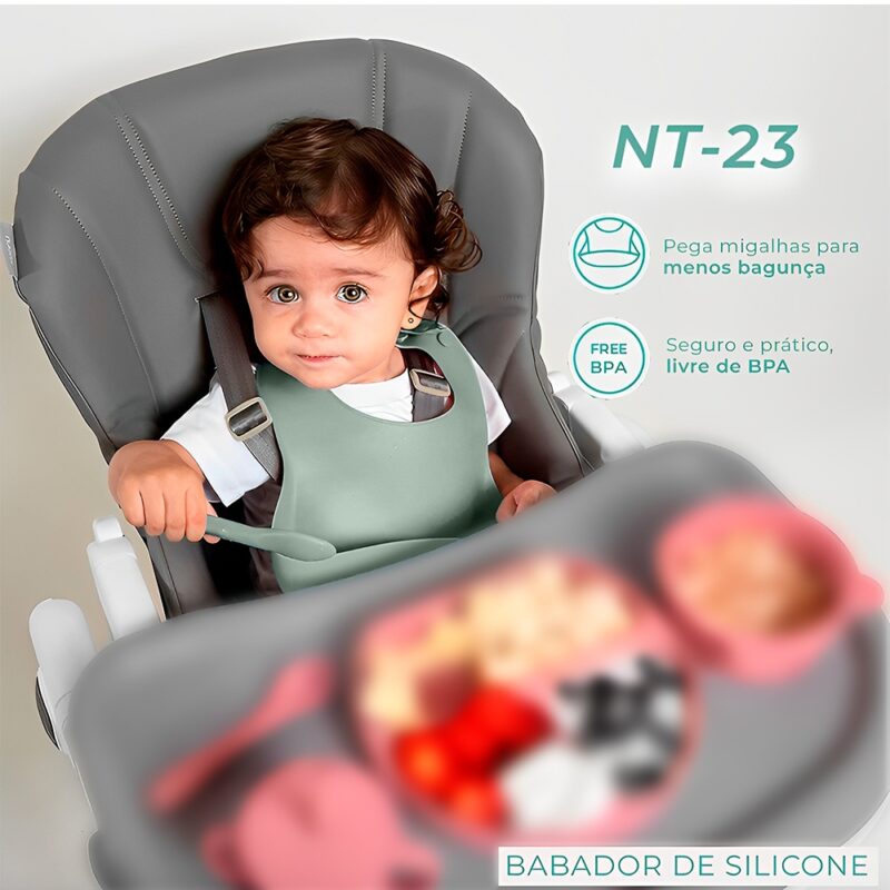 Babador de Silicone Life NT-23 para Bebê Verde