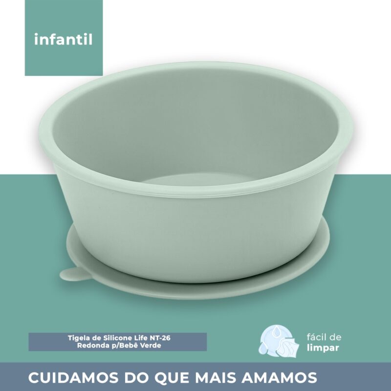 Tigela de Silicone Life NT-26 Redonda p/Bebê Verde