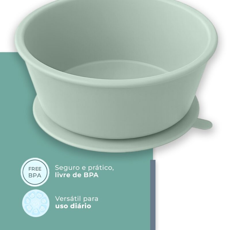 Tigela de Silicone Life NT-26 Redonda p/Bebê Verde