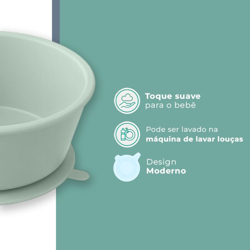 Tigela de Silicone Life NT-26 Redonda p/Bebê Verde