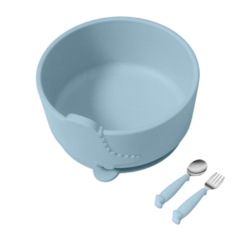 Tigela Talher Silicone Life NT-27 Alimentação Bebê Azul