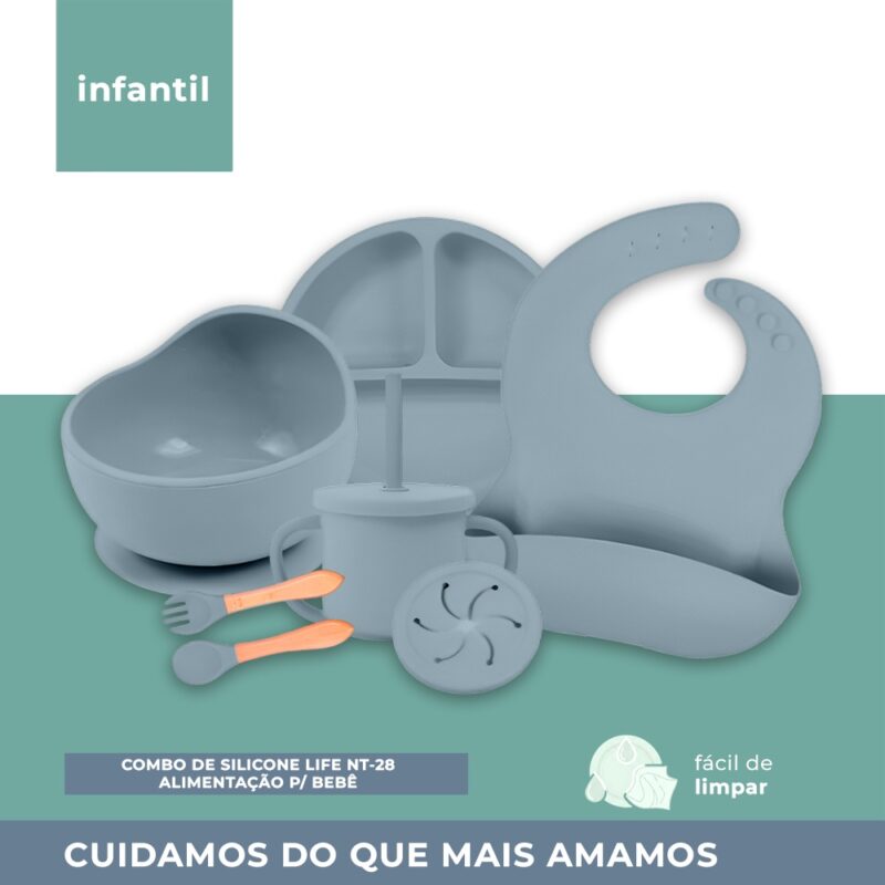 Combo de Silicone Life NT-28 Introdução Alimentar Azul
