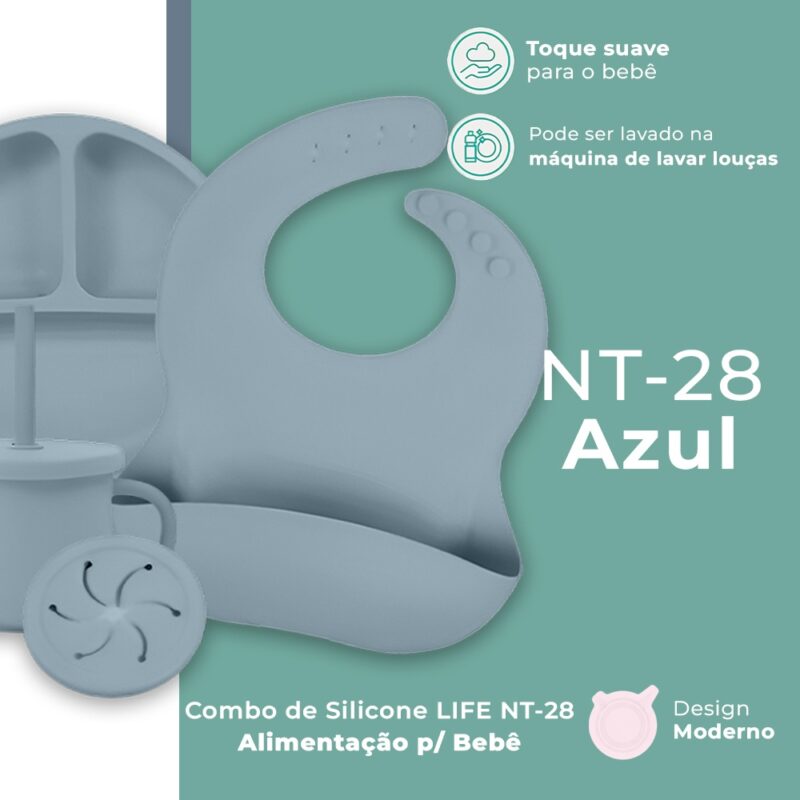 Combo de Silicone Life NT-28 Introdução Alimentar Azul