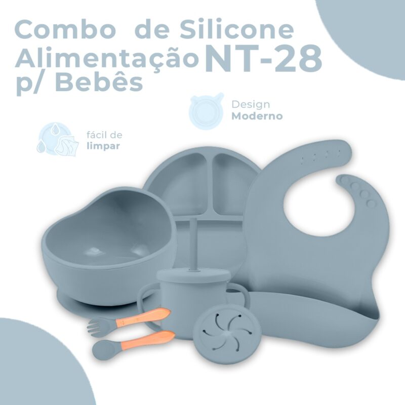 Combo de Silicone Life NT-28 Introdução Alimentar Azul