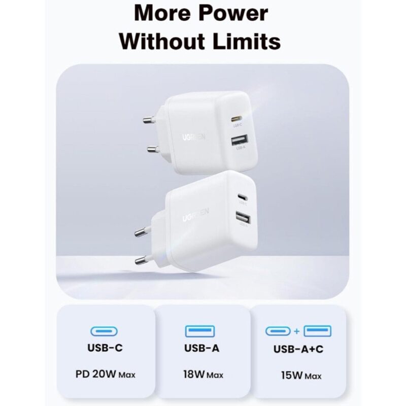 Carregador Usb A/C Ugreen Máx. 20W Branco
