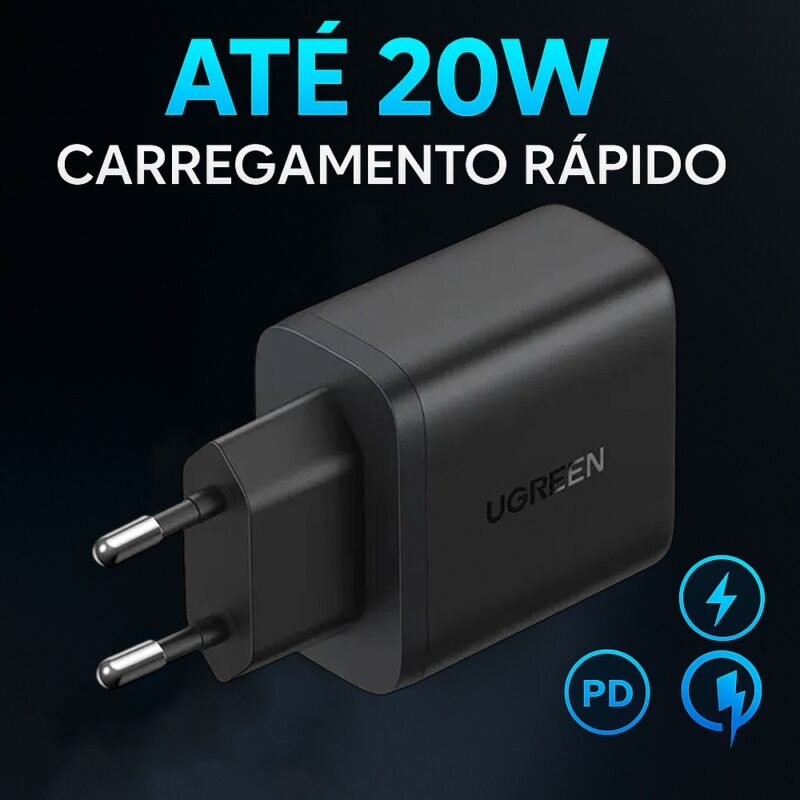 Carregador Usb A/C Ugreen Máx. 20W Preto