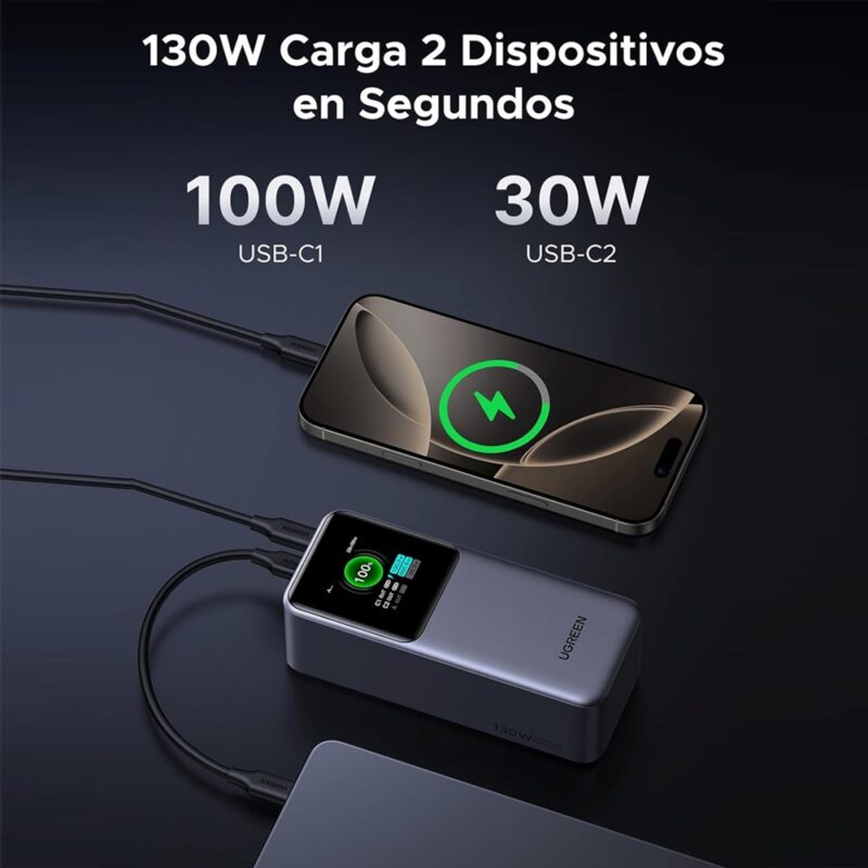 Power Bank Usb A/C Ugreen Nexode 20000mAh 130W Cinza