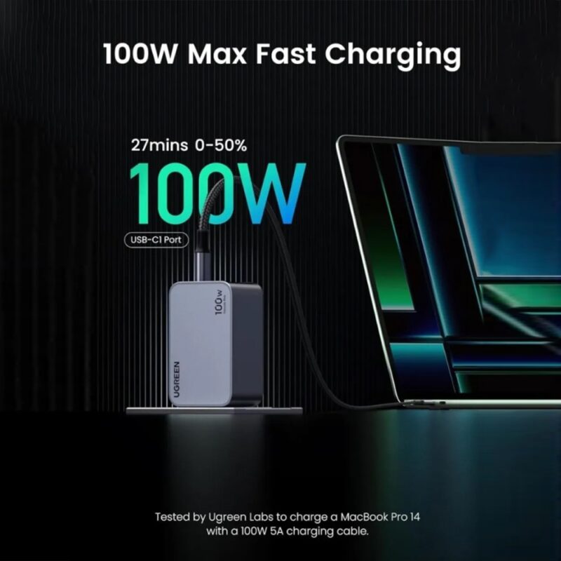 Carregador Usb A/C Ugreen Nexode Pro 100W + Cabo Cinza