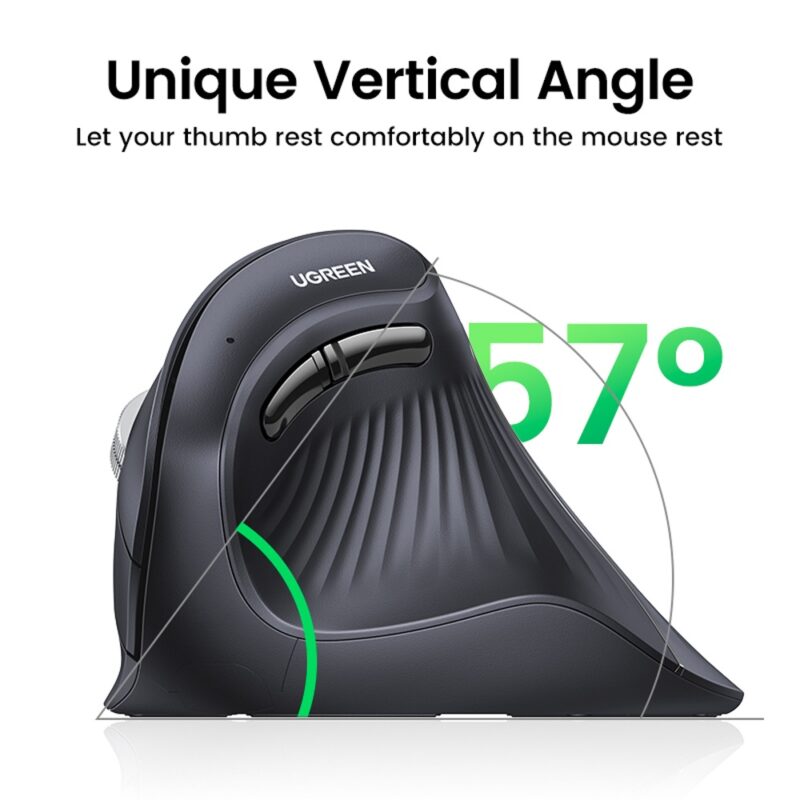 Mouse Bluetooth Sem Fio Vertical Ugreen 5 Butões Preto