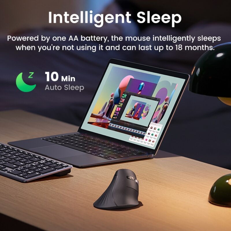 Mouse Bluetooth Sem Fio Vertical Ugreen 5 Butões Preto