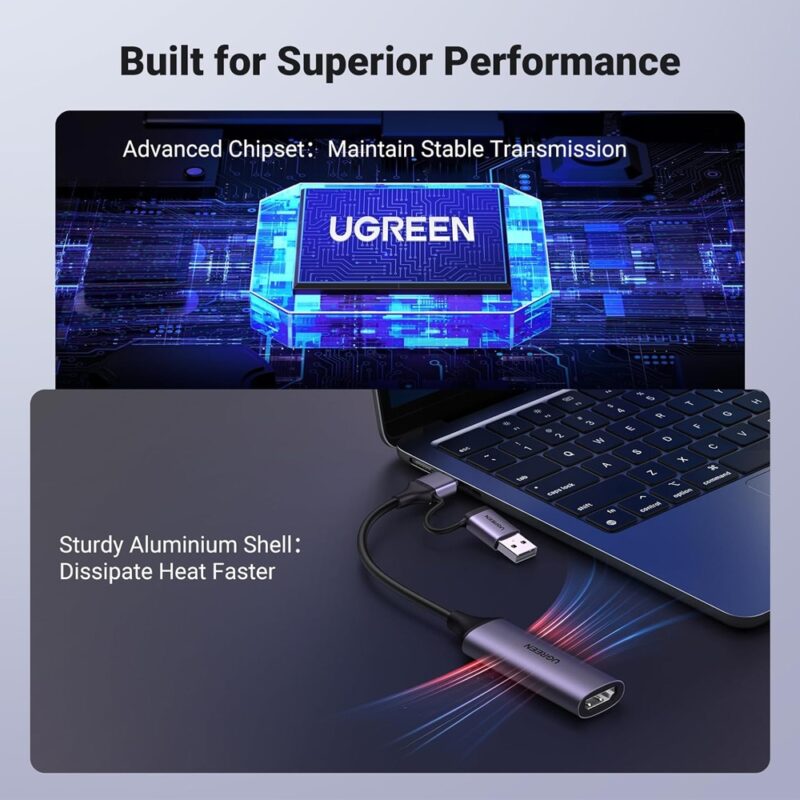 Placa Captura Ugreen Usb A/C 1080 60Fp Hdmi 4k30Hz Preto