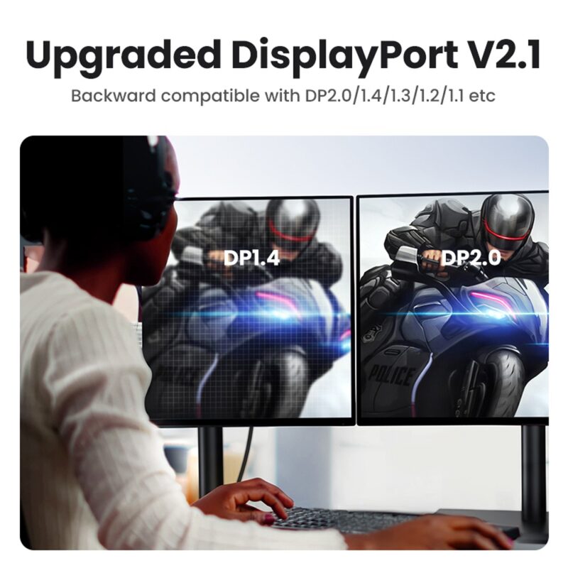 Cabo DisplayPort 2.1 Ugreen Macho 16-30Hz 2Metros Preto