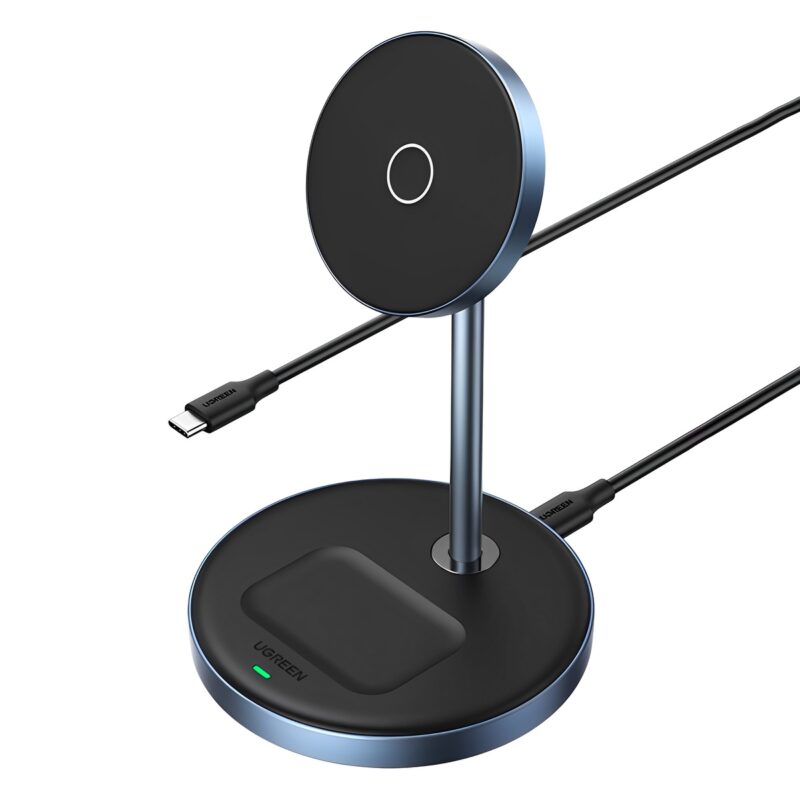 Carregador Sem Fio Ugreen MagFlow 2-in-1 Magnético Preto