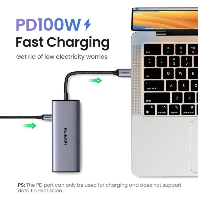 Hub Usb C Ugreen 7 in 1 Portas Hdmi Usb-A PD 100W Cinza
