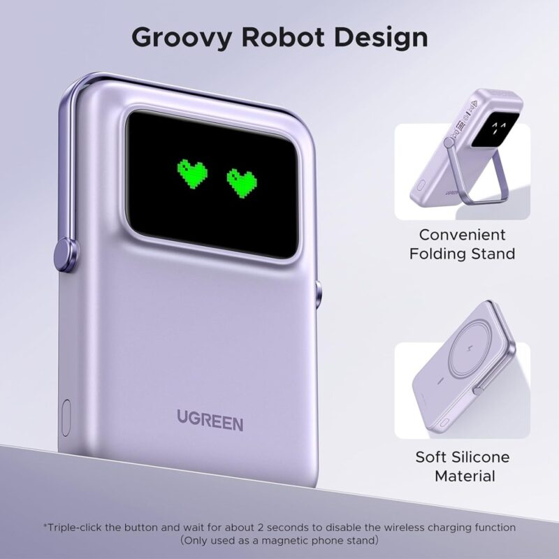 Power Bank Magnética Ugreen Uno 10000mAh Máx. 20W Roxo