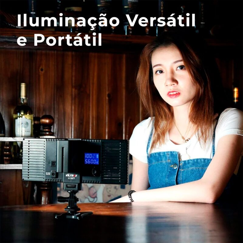 Painel Luz Led Viltrox L132T de 0,78 pol. p/Câmera Preto
