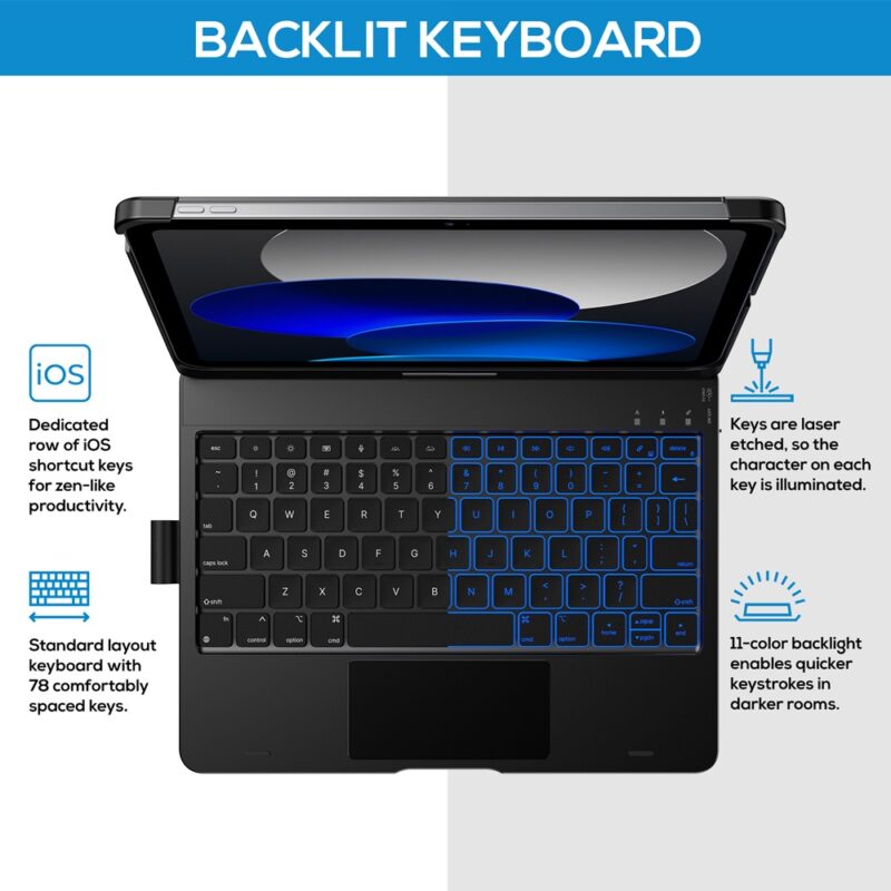 Capa Teclado Type Case Ipad Trackpad Multi-Touch Preta