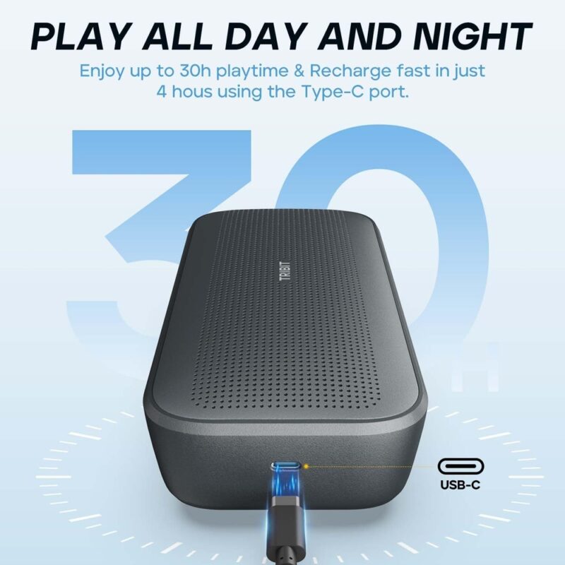Caixa Som Alto-Falante Tribit StormBox Flow BT 5.3 Cinza